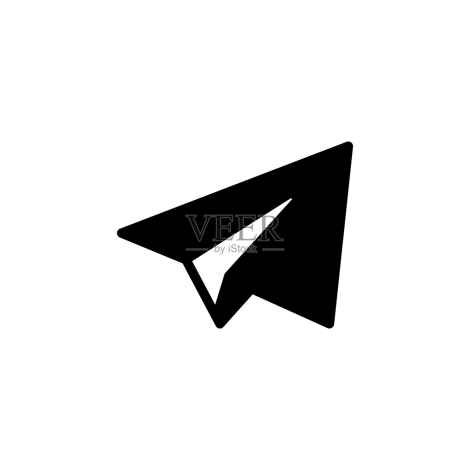 纸飞机黑色字形图标孤立上图标素材