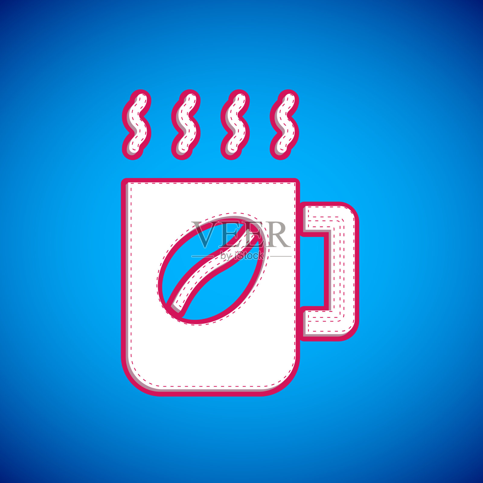 白色咖啡杯图标孤立在蓝色背景插画图片素材