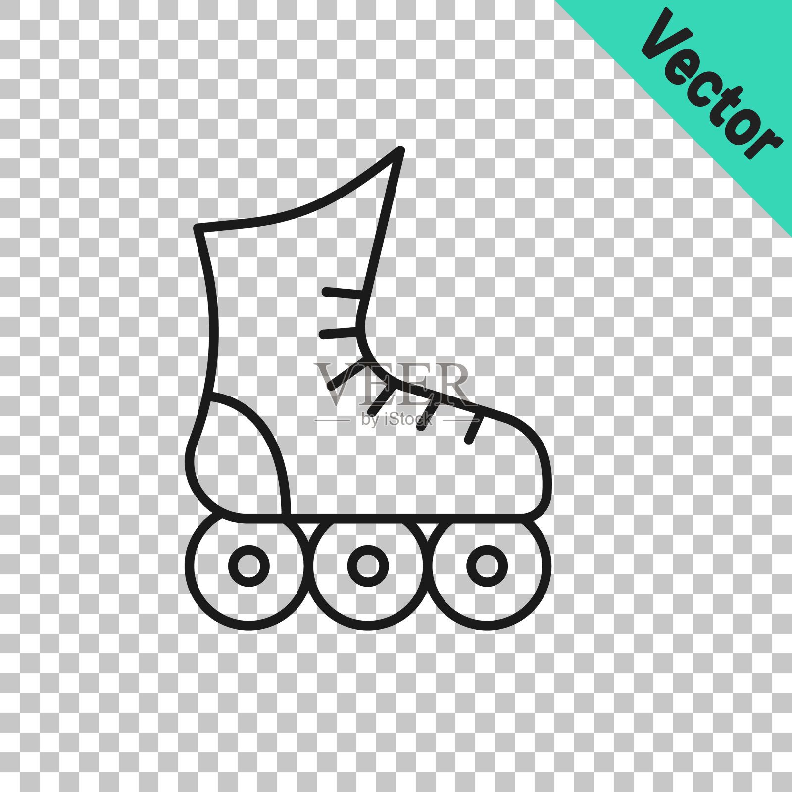 黑色线条轮滑图标孤立上插画图片素材