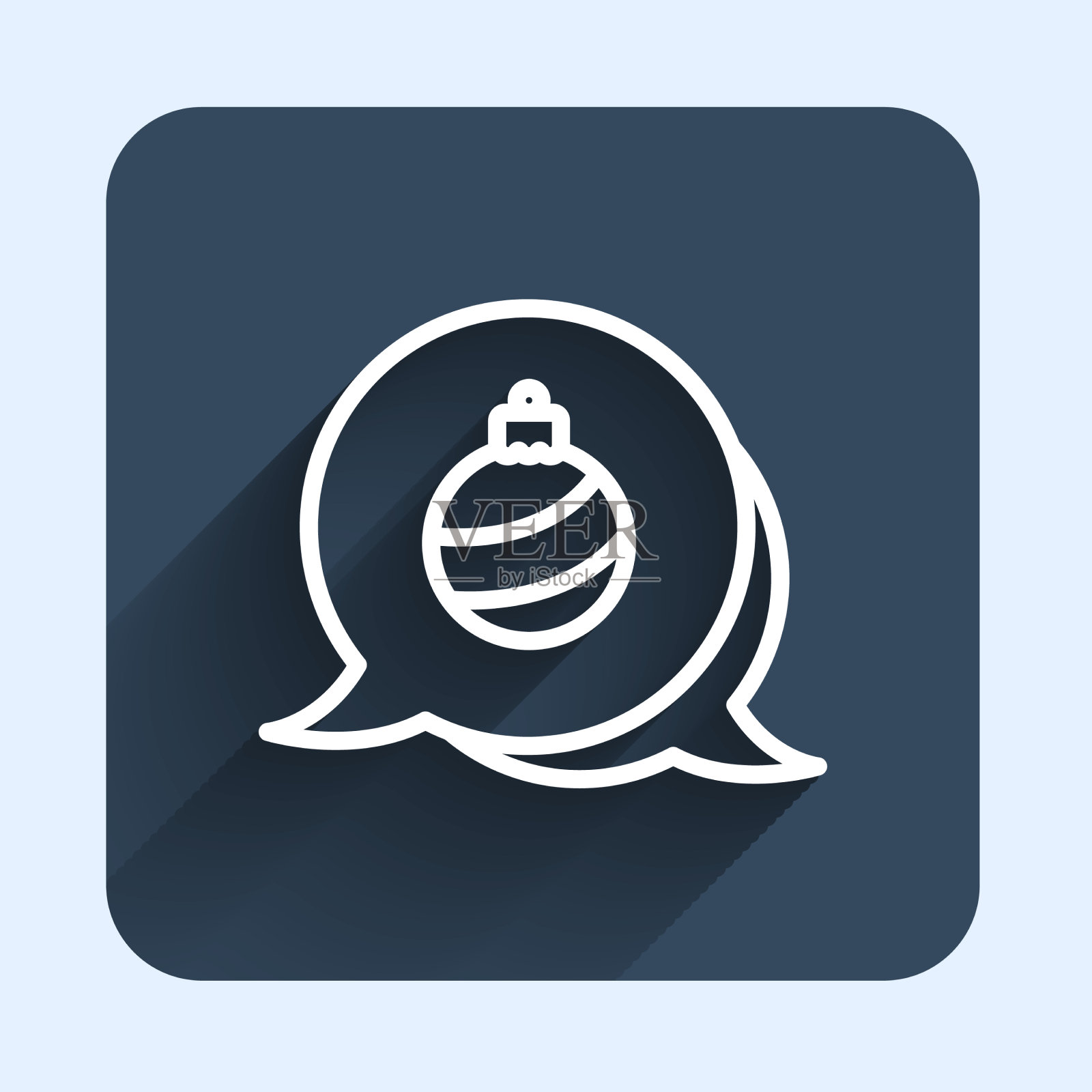 白色的线圣诞球图标孤立与长图标素材