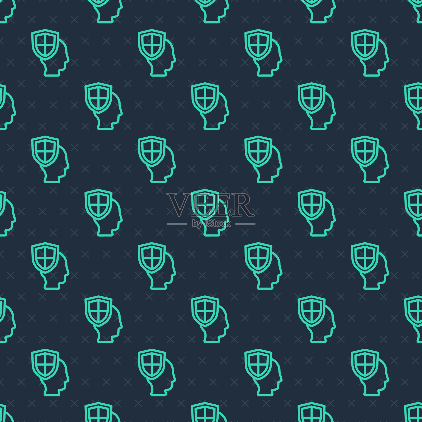 绿色线人寿保险与盾图标图标素材