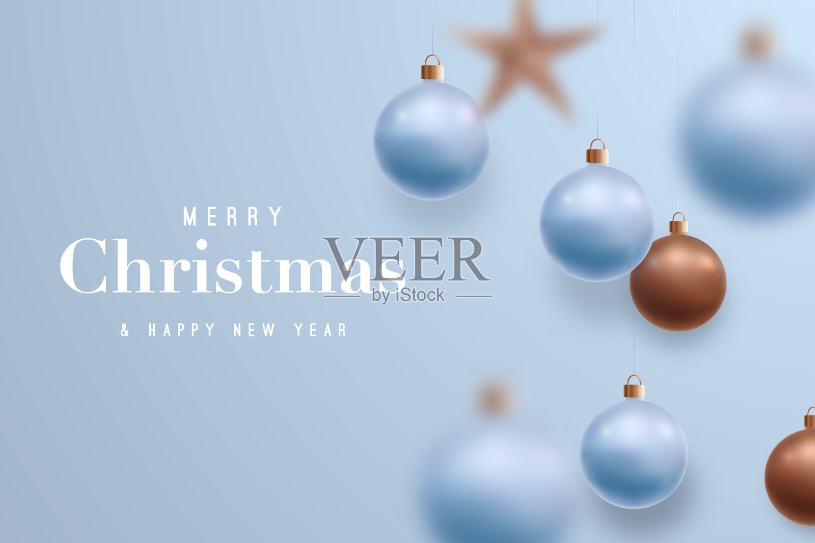 圣诞快乐，新年快乐，淡蓝色插画图片素材