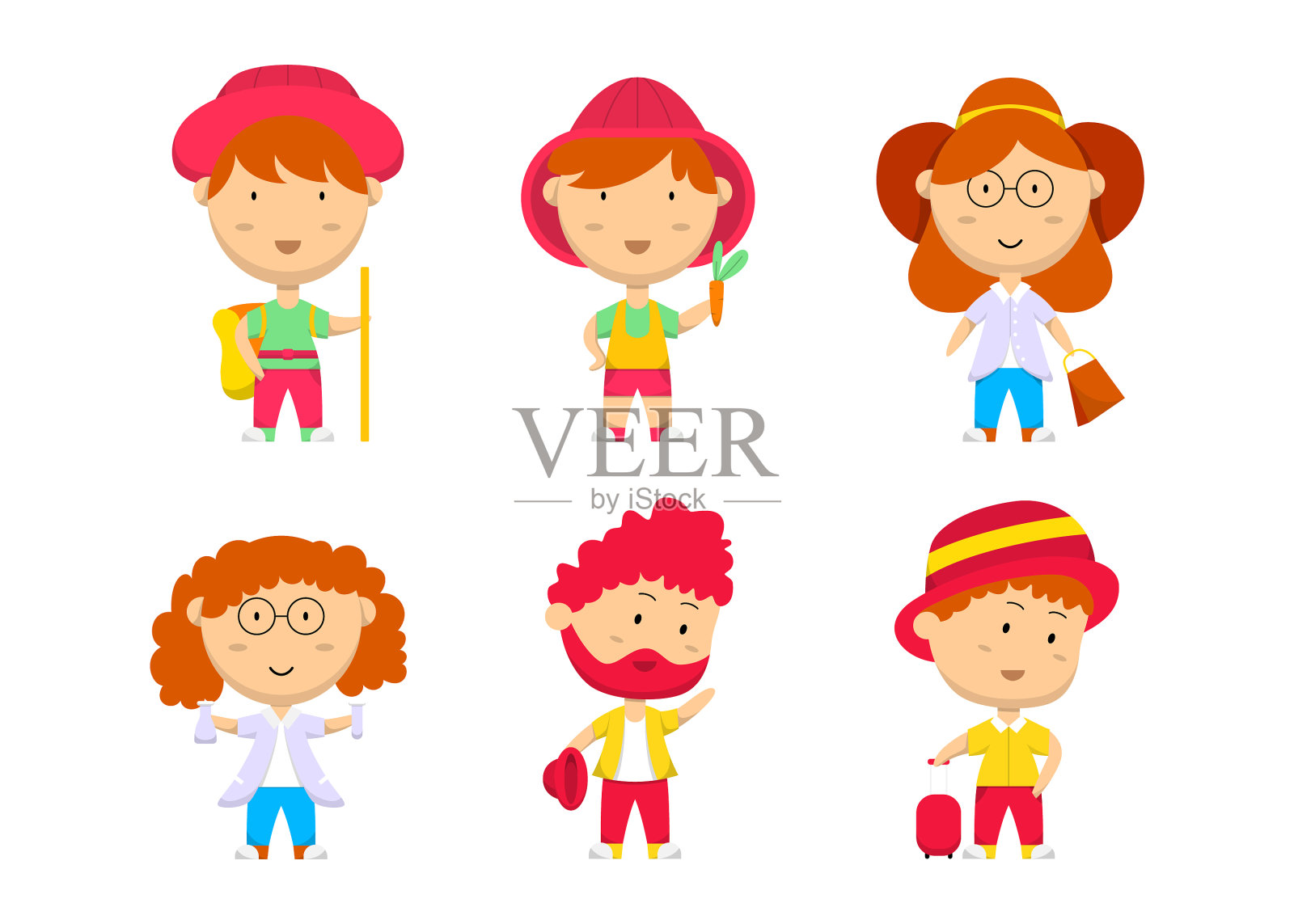 一组在卡通中有不同动作的人插画图片素材