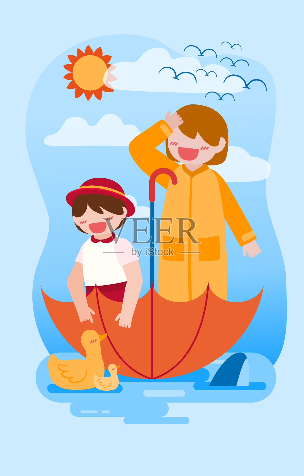 大孤立的卡通人物可爱的孩子插画图片素材