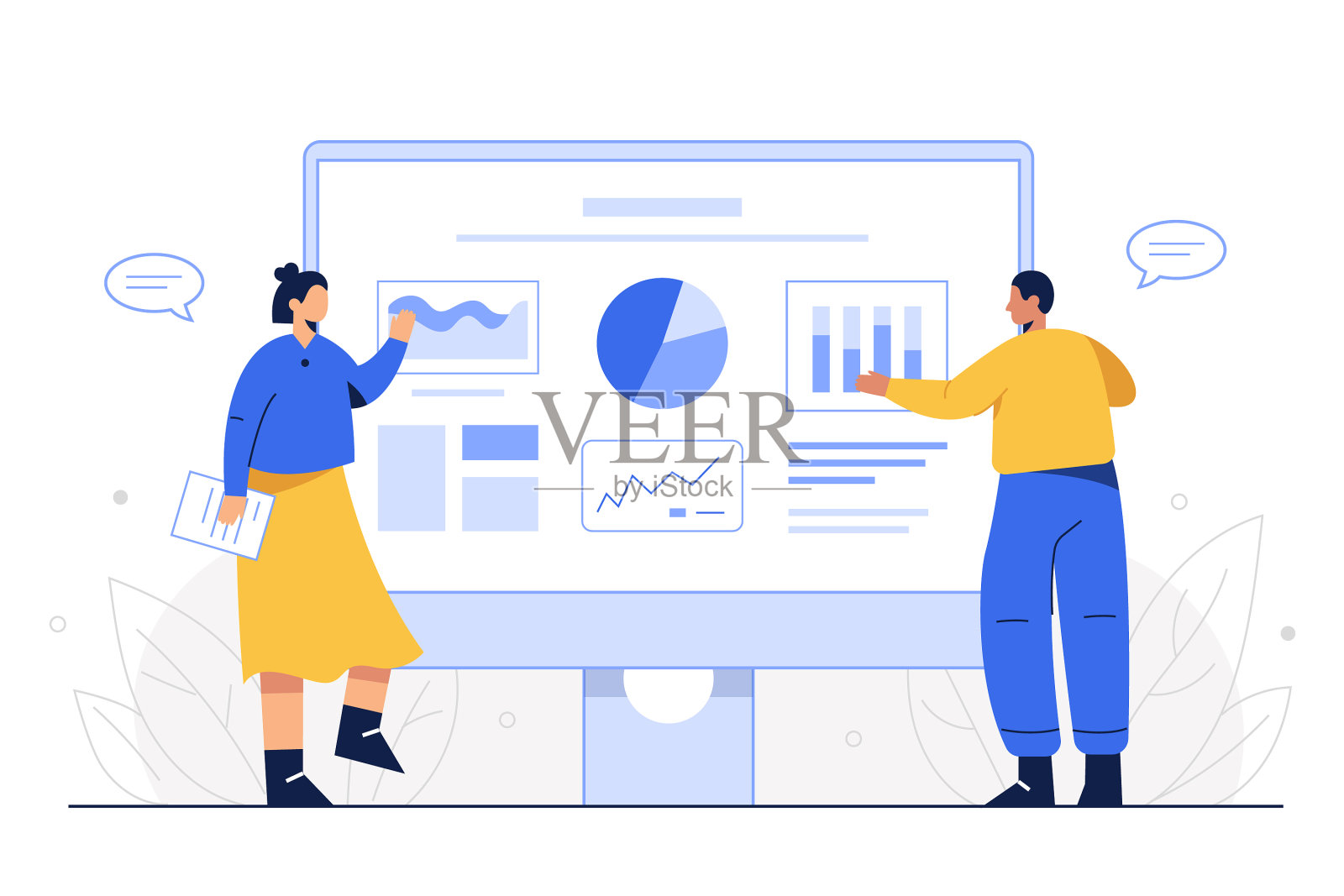 大孤立的员工在办公室工作设计元素图片