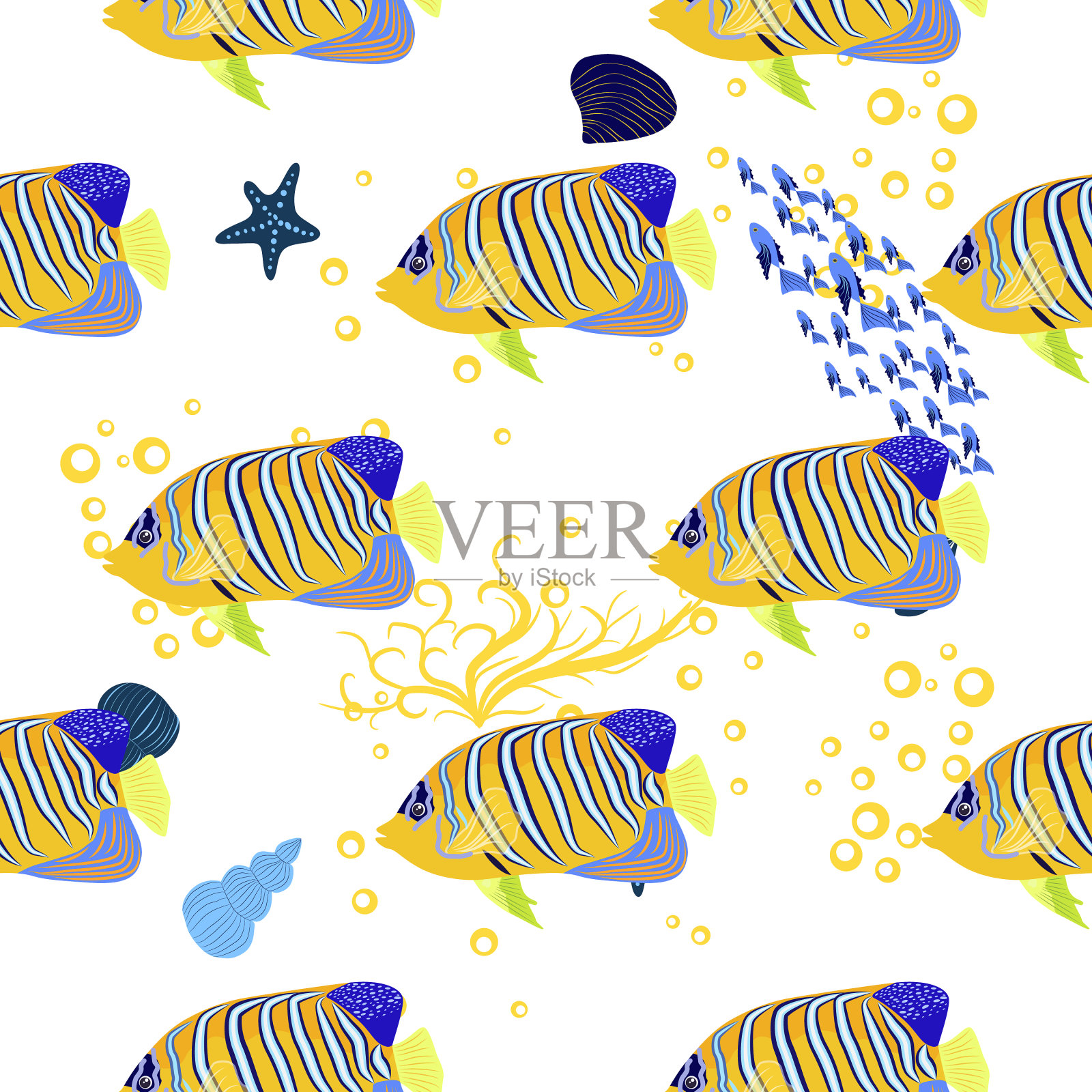 神仙鱼皇帝上白插画图片素材