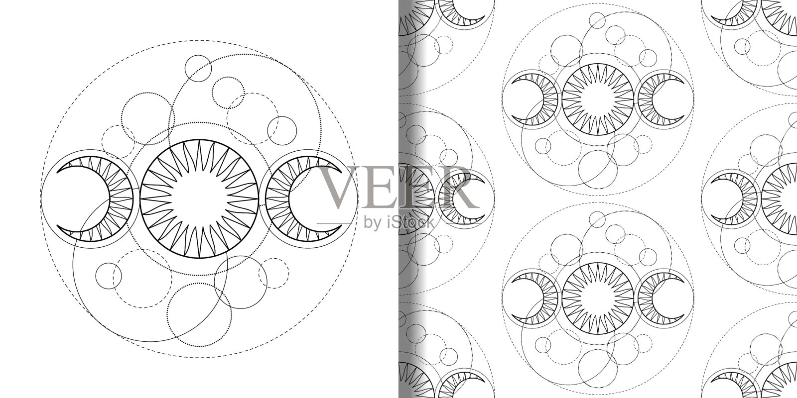 无缝图案和t恤印花三件套插画图片素材