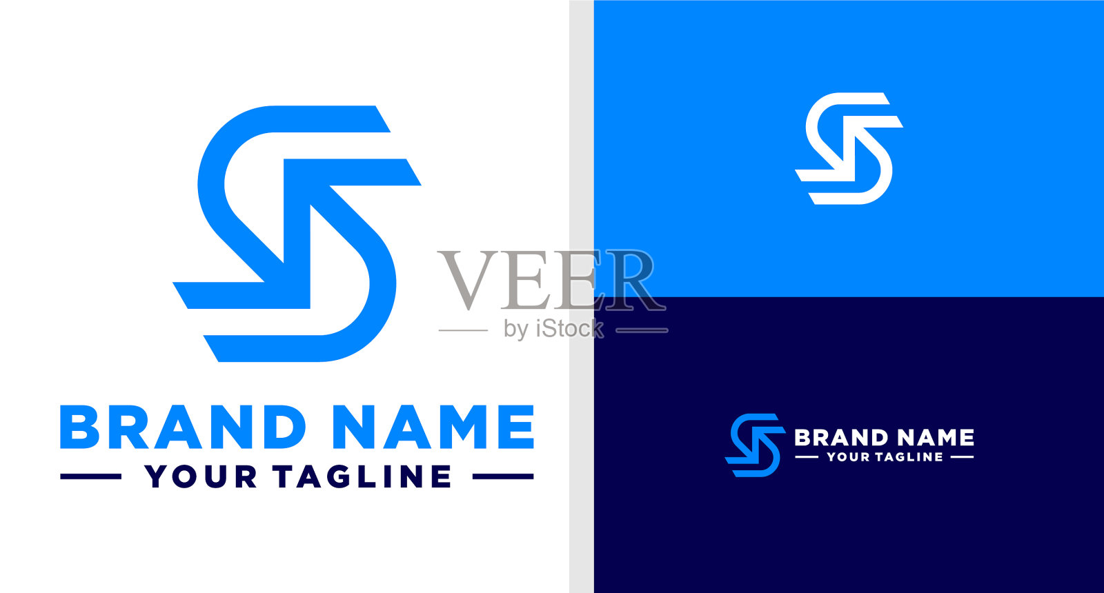 字母标志箭头线技术可编辑。插画图片素材