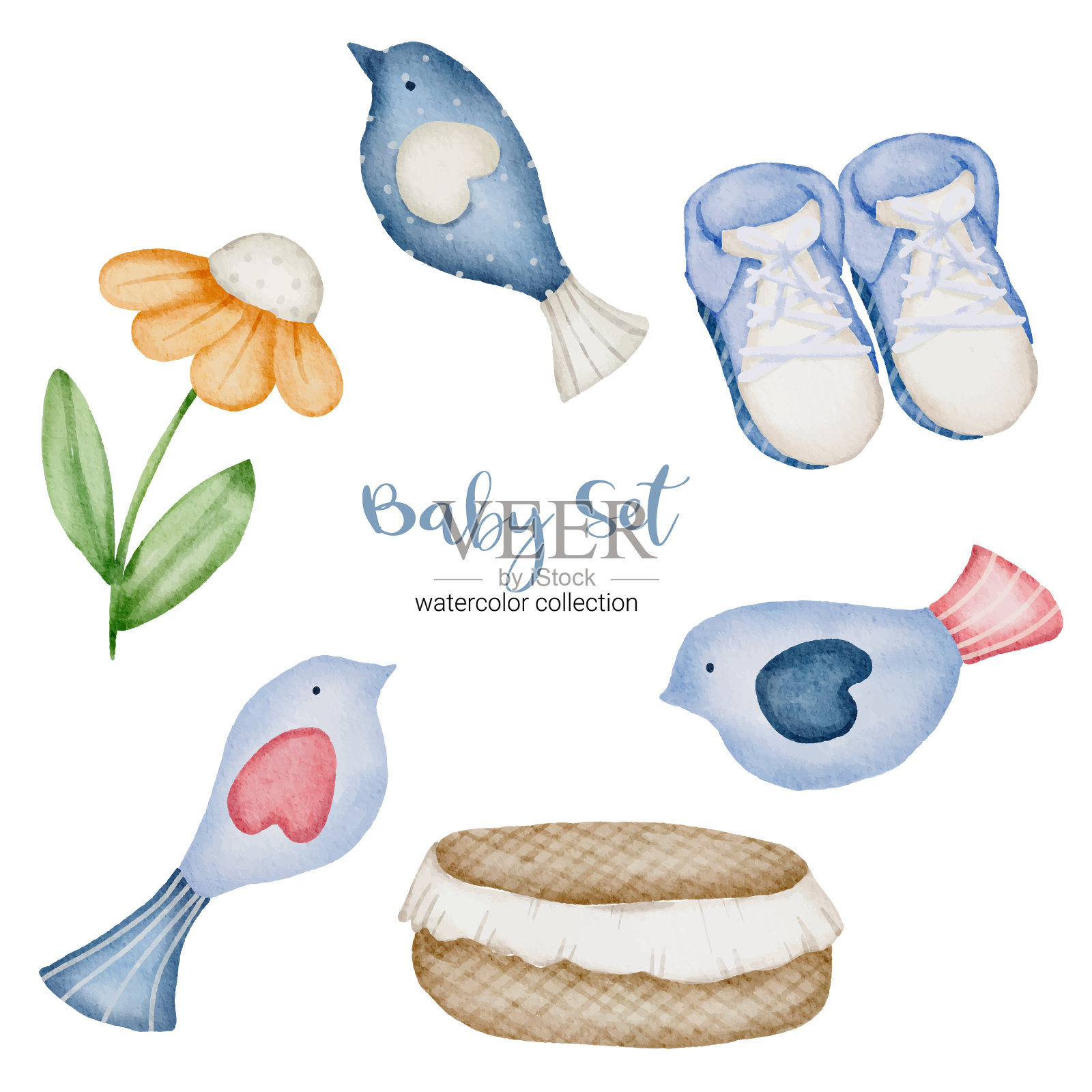 一套漂亮的分开的衣服宝贝插画图片素材