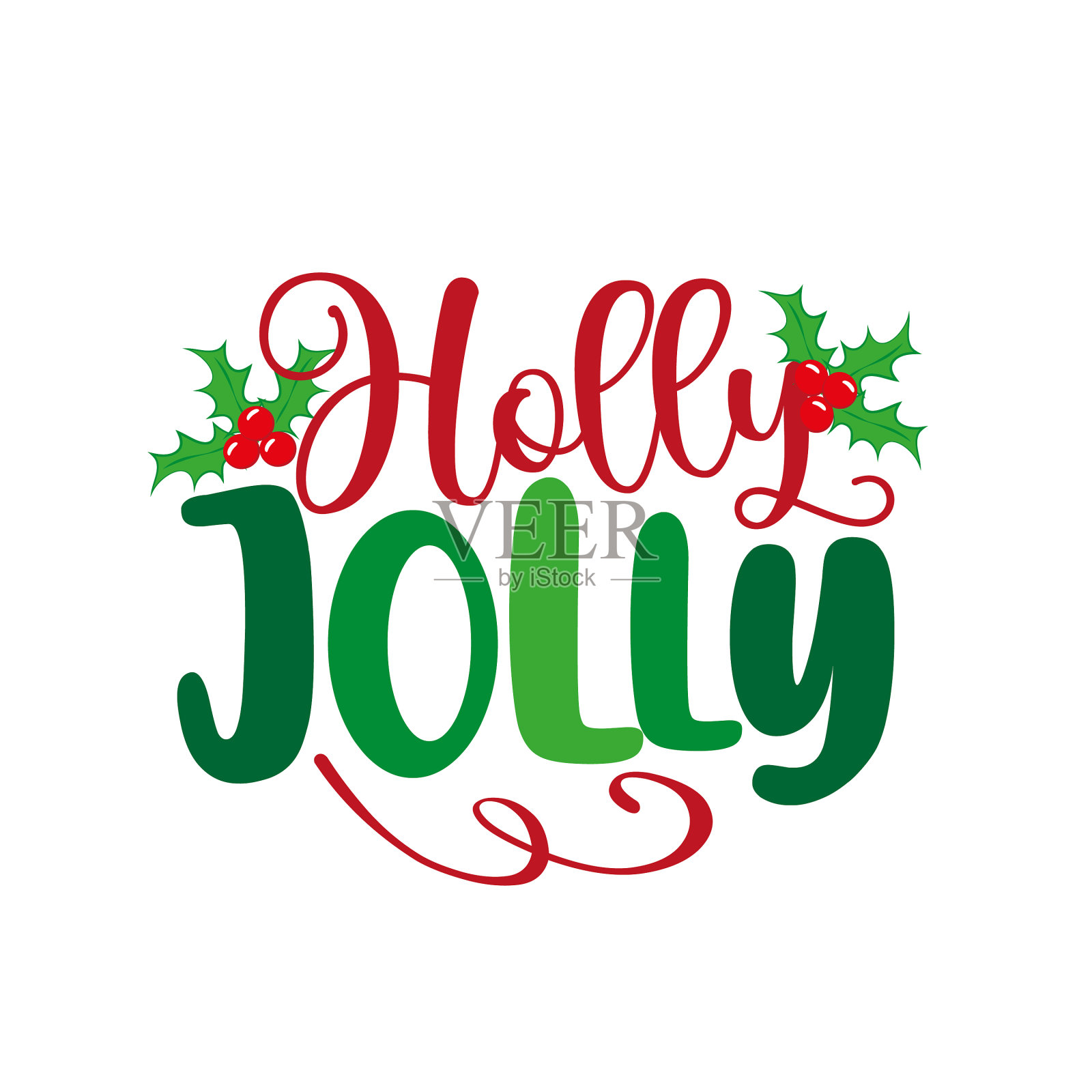 冬青欢乐-圣诞节印刷和槲寄生设计元素图片