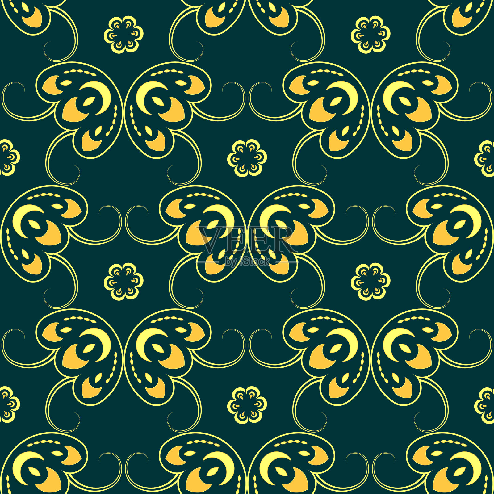 波斯风格的抽象无缝图案插画图片素材