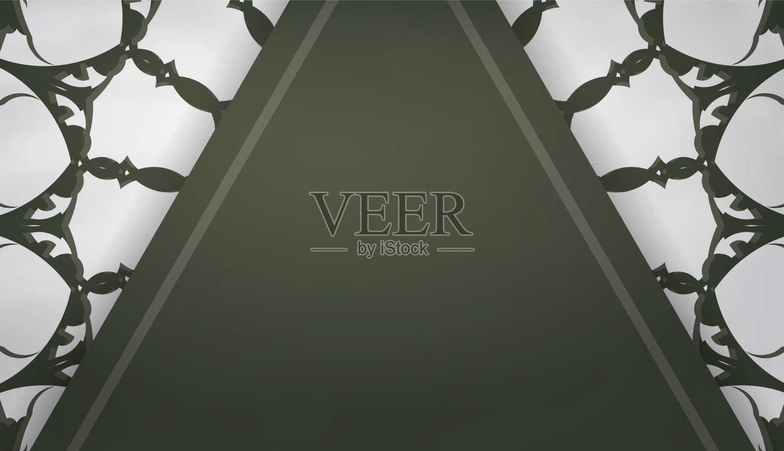 深绿色横幅，配以豪华的白色图案插画图片素材