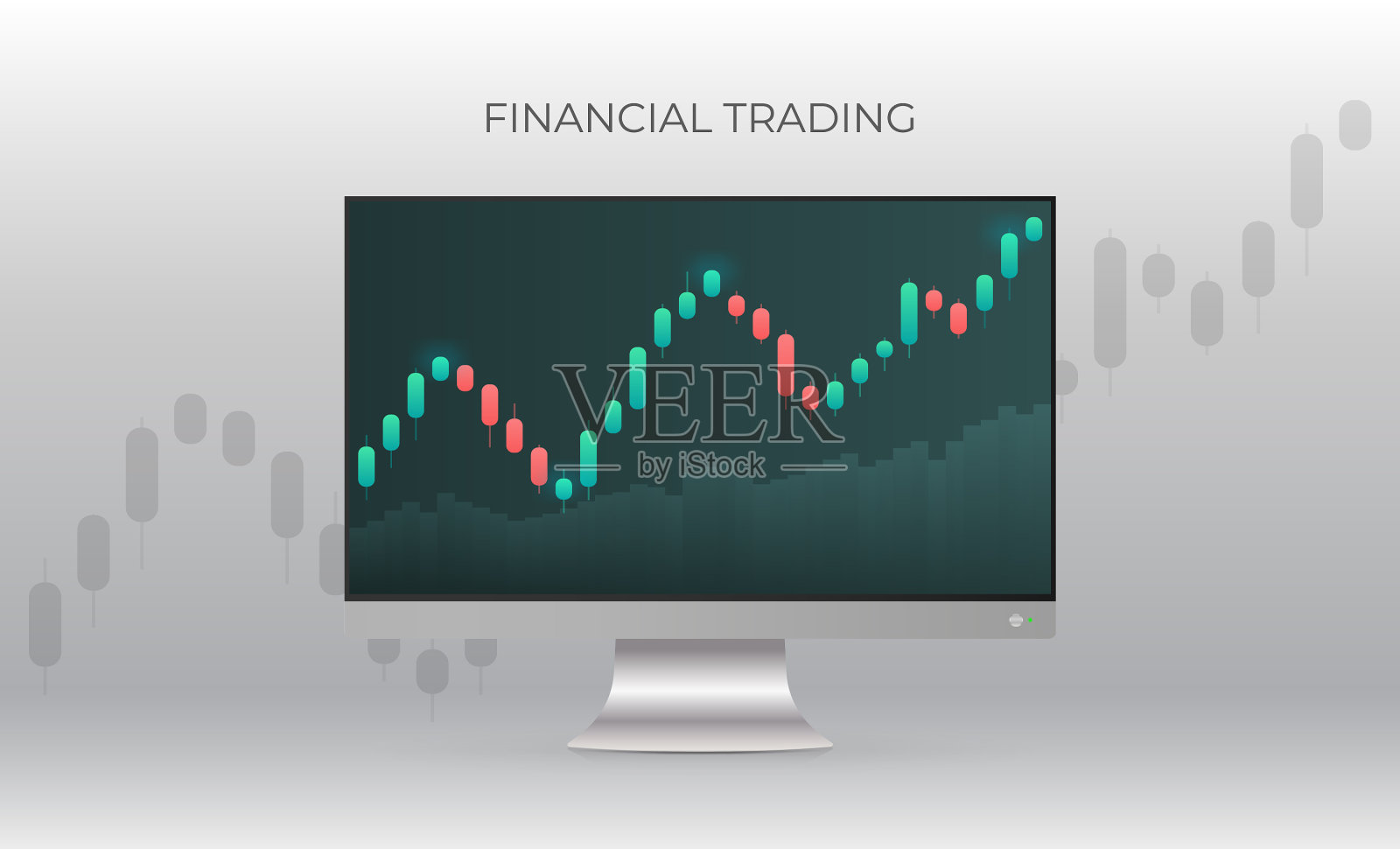 显示器上显示着金融交易横幅插画图片素材