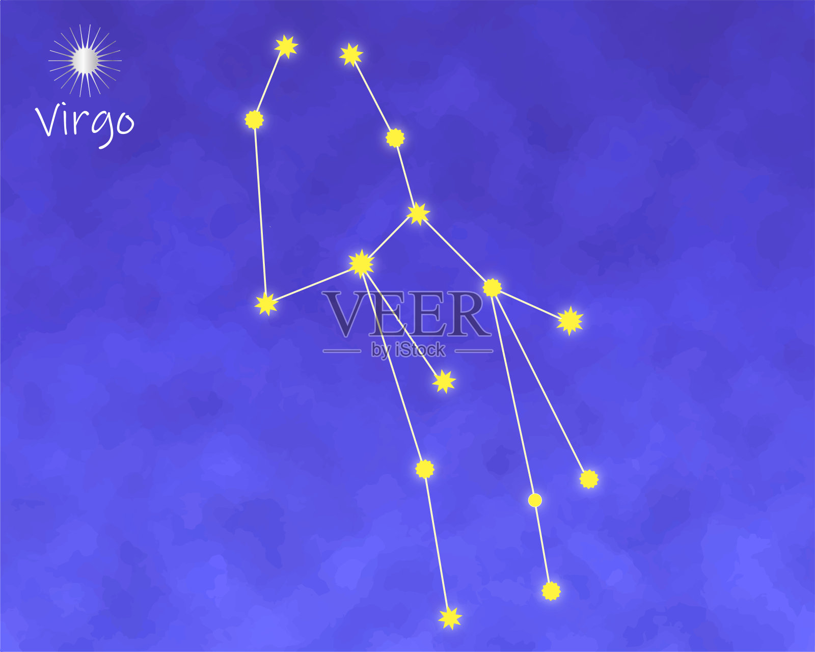 星星在处女座的排列，夜空，温柔的气氛插画图片素材