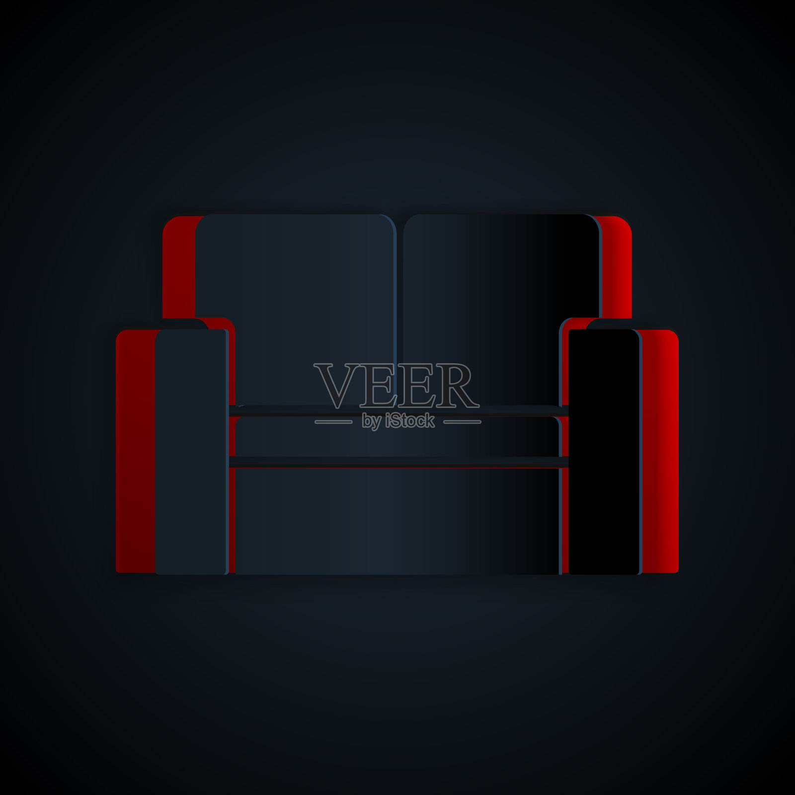 剪纸电影椅子图标孤立在黑色插画图片素材