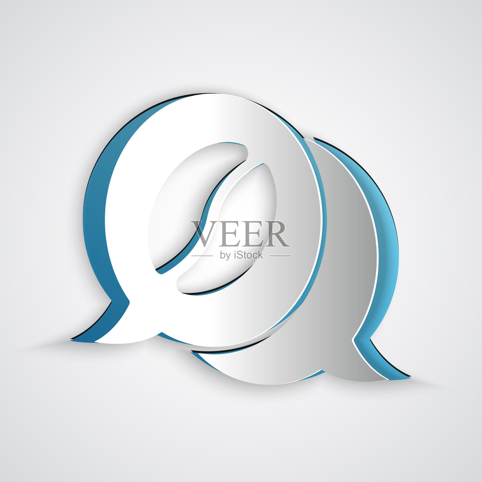 剪纸咖啡和对话图标孤立在一起插画图片素材