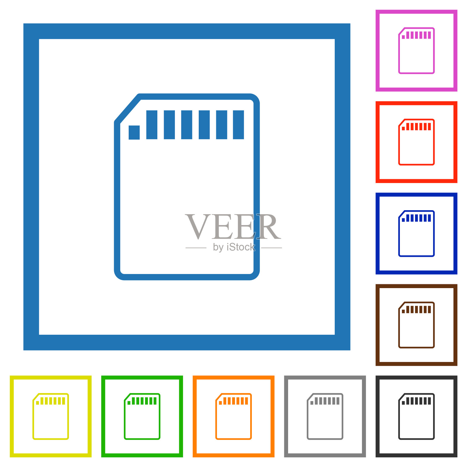 SD记忆卡轮廓平框图标图标素材