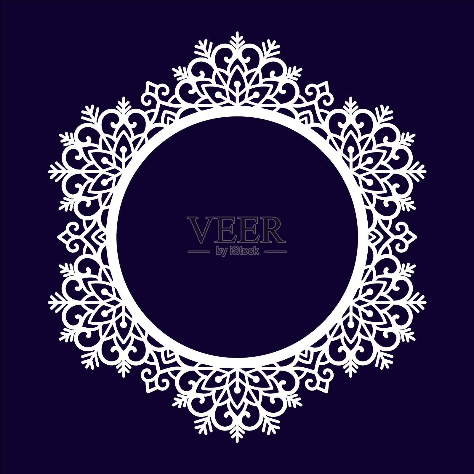 圆形的冬季装饰框架与空的中心插画图片素材