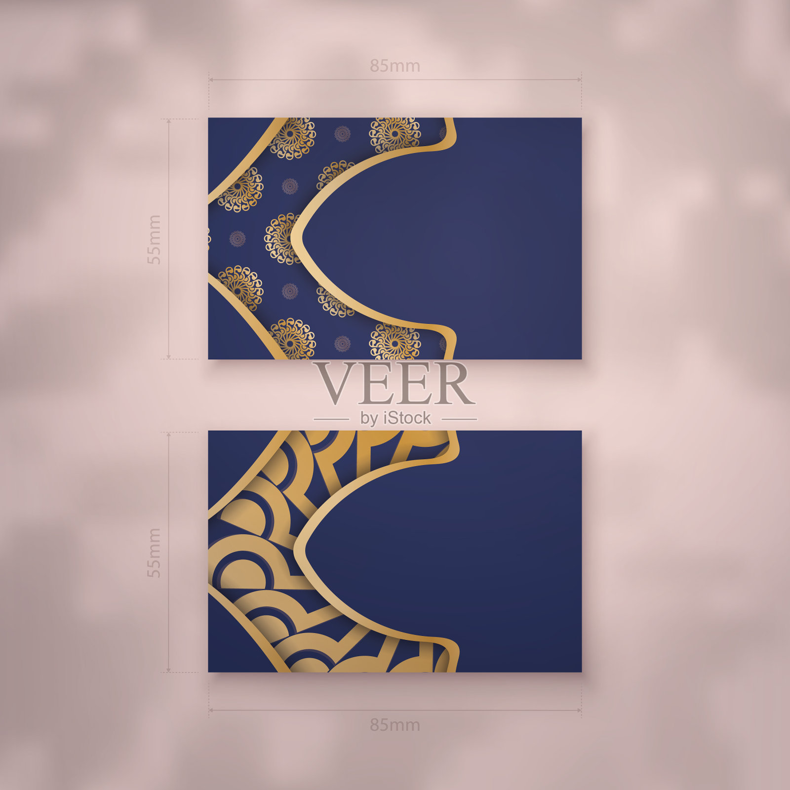 深蓝色希腊金名片插画图片素材