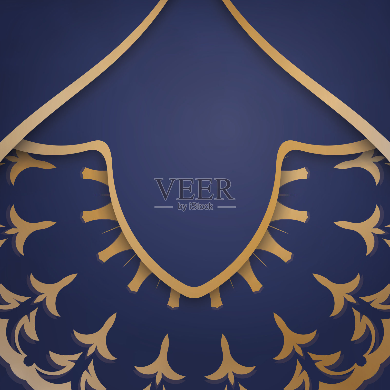 名片模板在深蓝色与金色插画图片素材