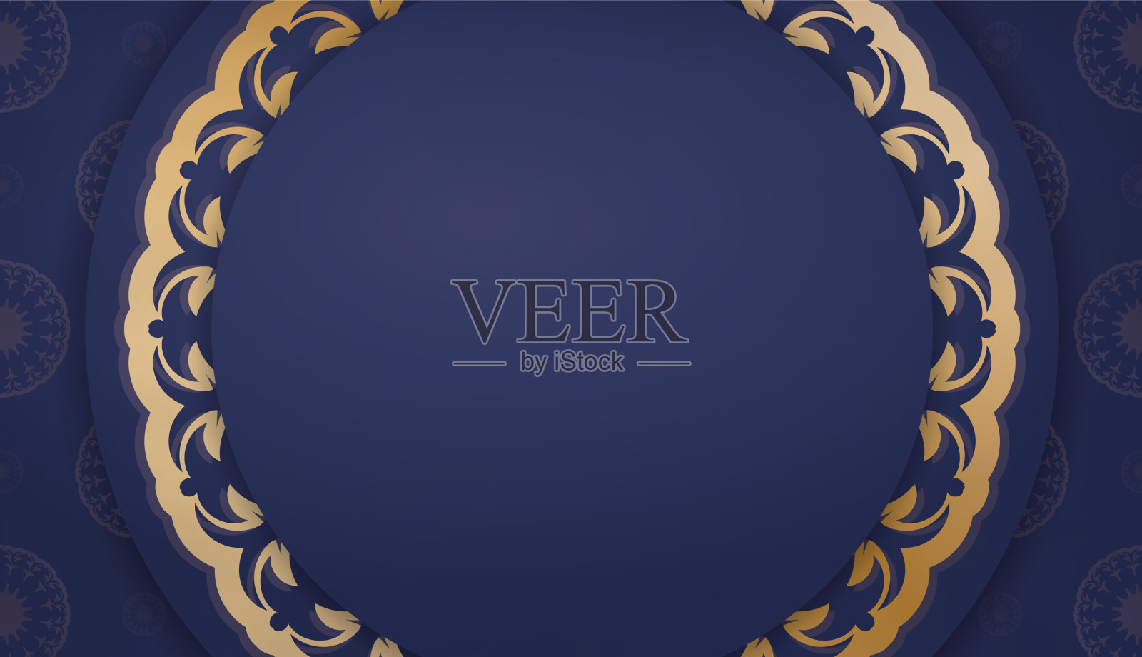 深蓝色横幅模板与印度金插画图片素材