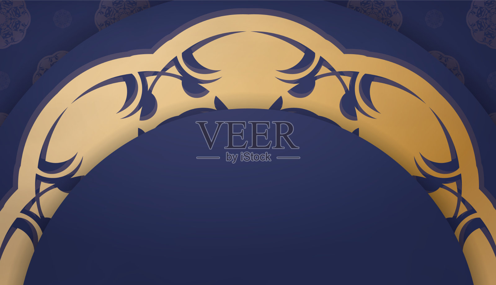 深蓝色的旗带曼荼罗金插画图片素材