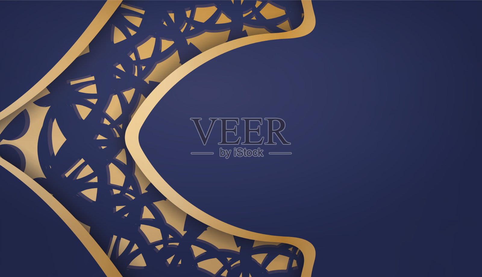 深蓝色的横幅上有金色的饰品插画图片素材