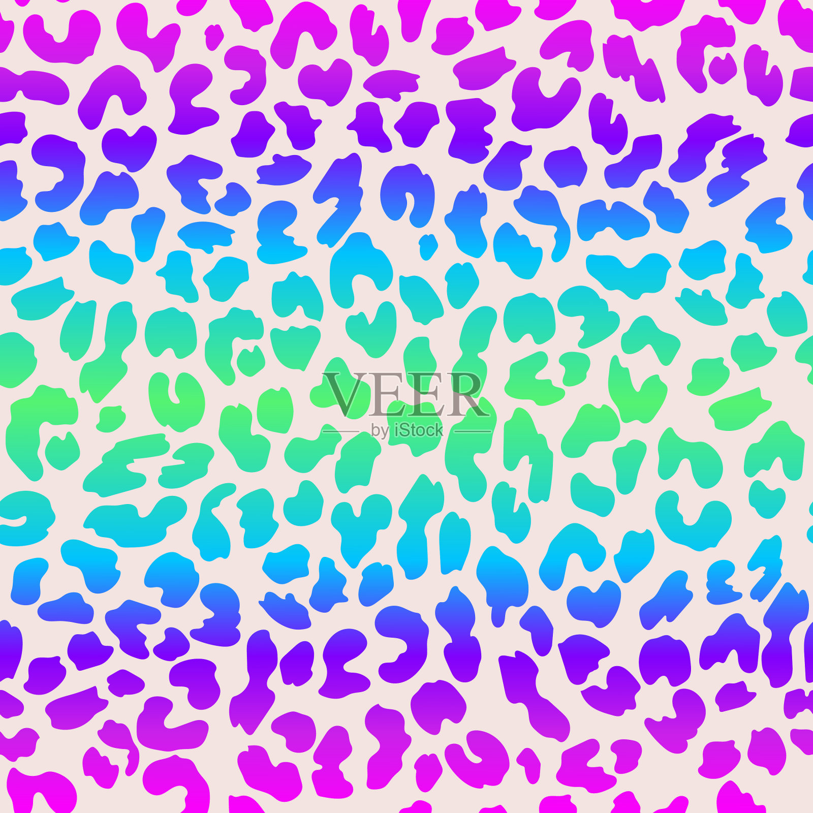 霓虹豹纹无缝彩虹色插画图片素材