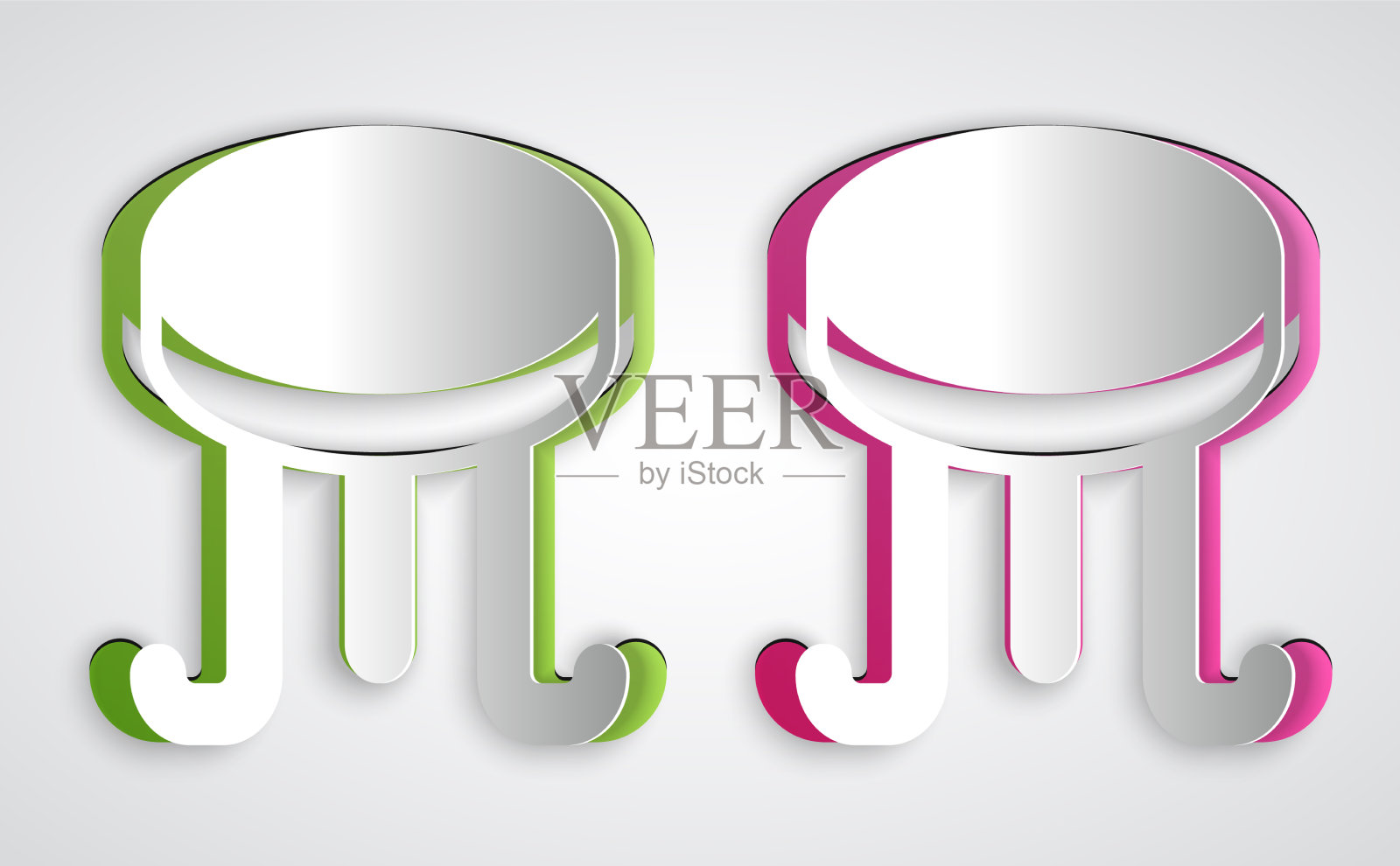 剪纸咖啡桌图标孤立在灰色上插画图片素材