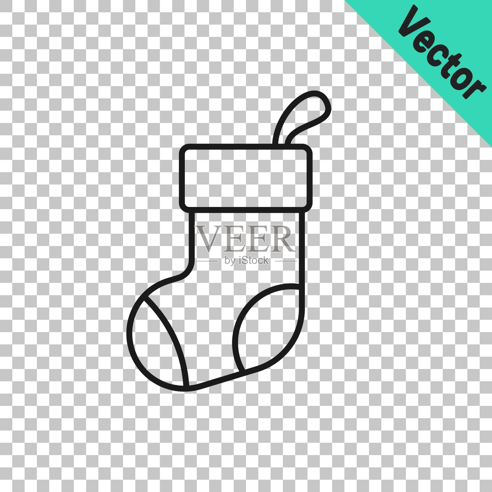 黑线圣诞袜图标孤立上插画图片素材