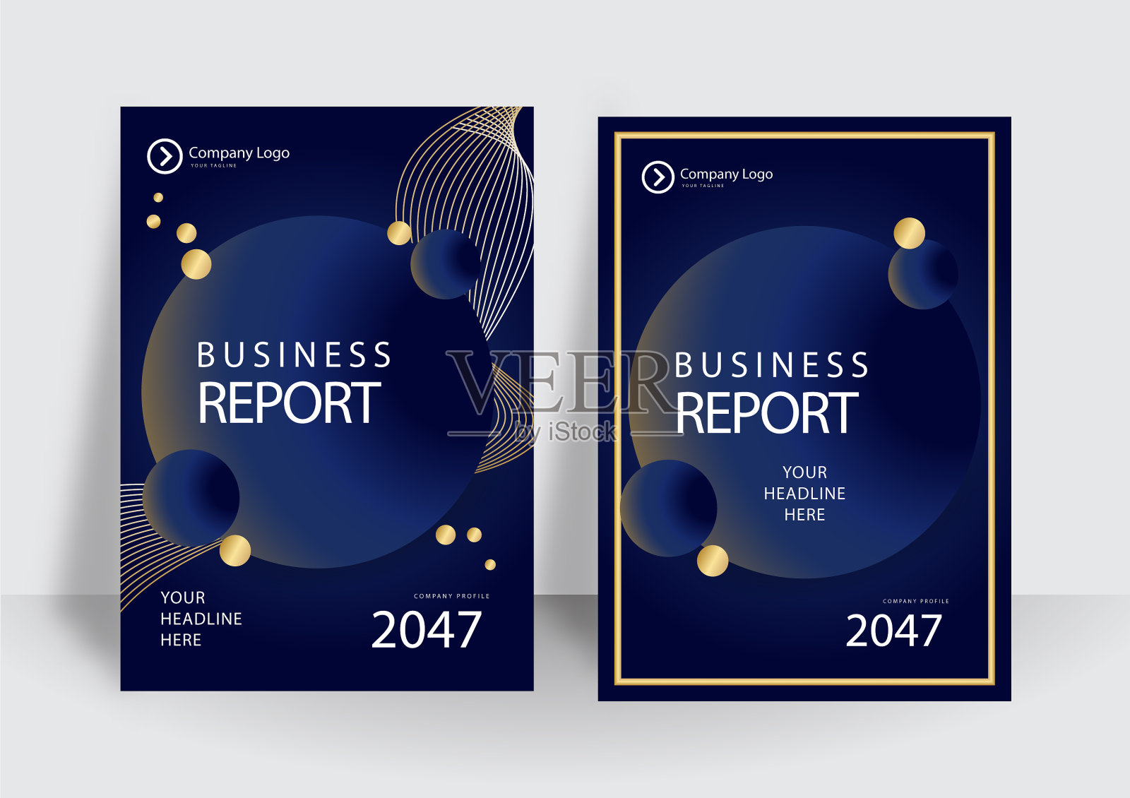 现代蓝金布局企业封面设计模板素材