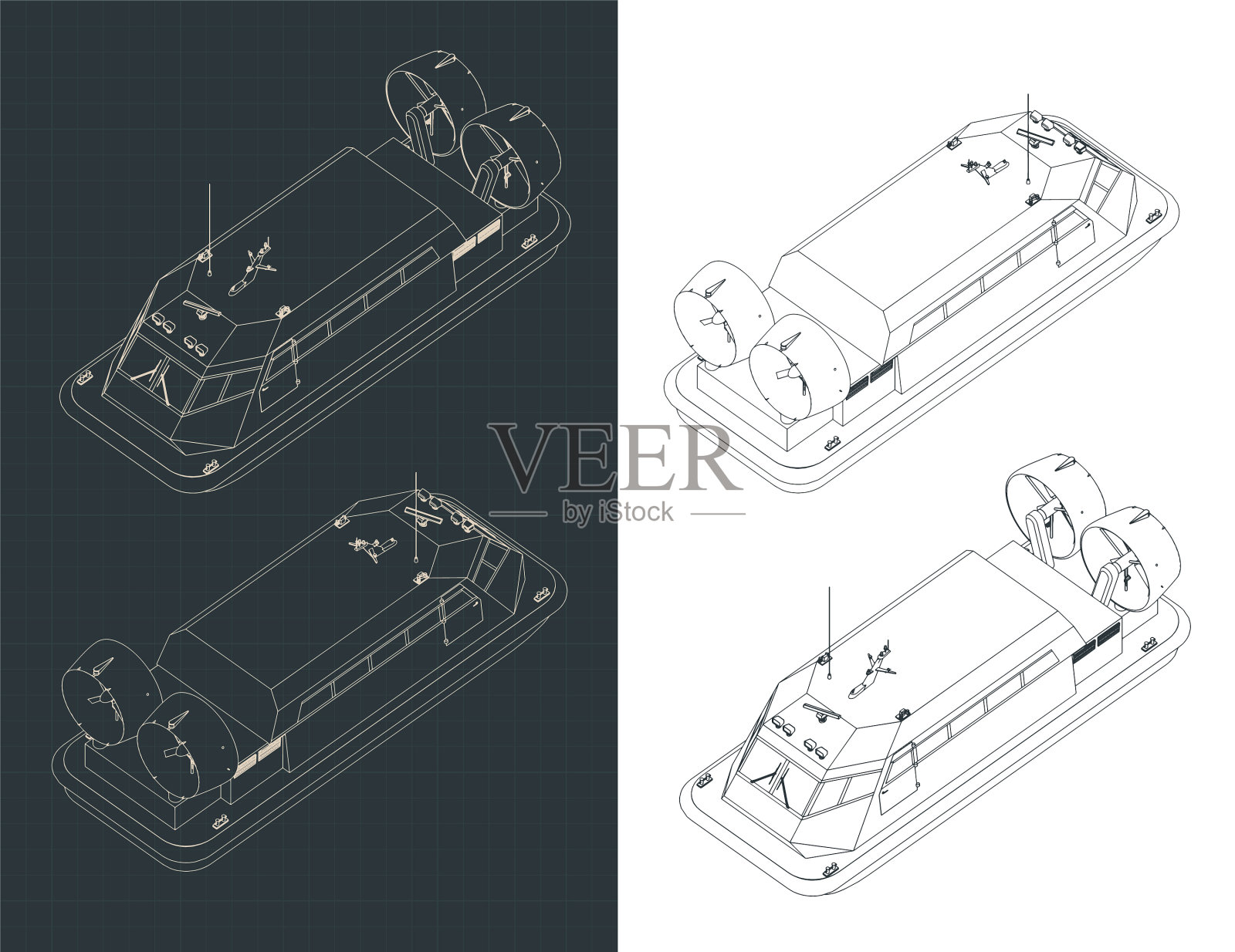气垫船等距蓝图插画图片素材