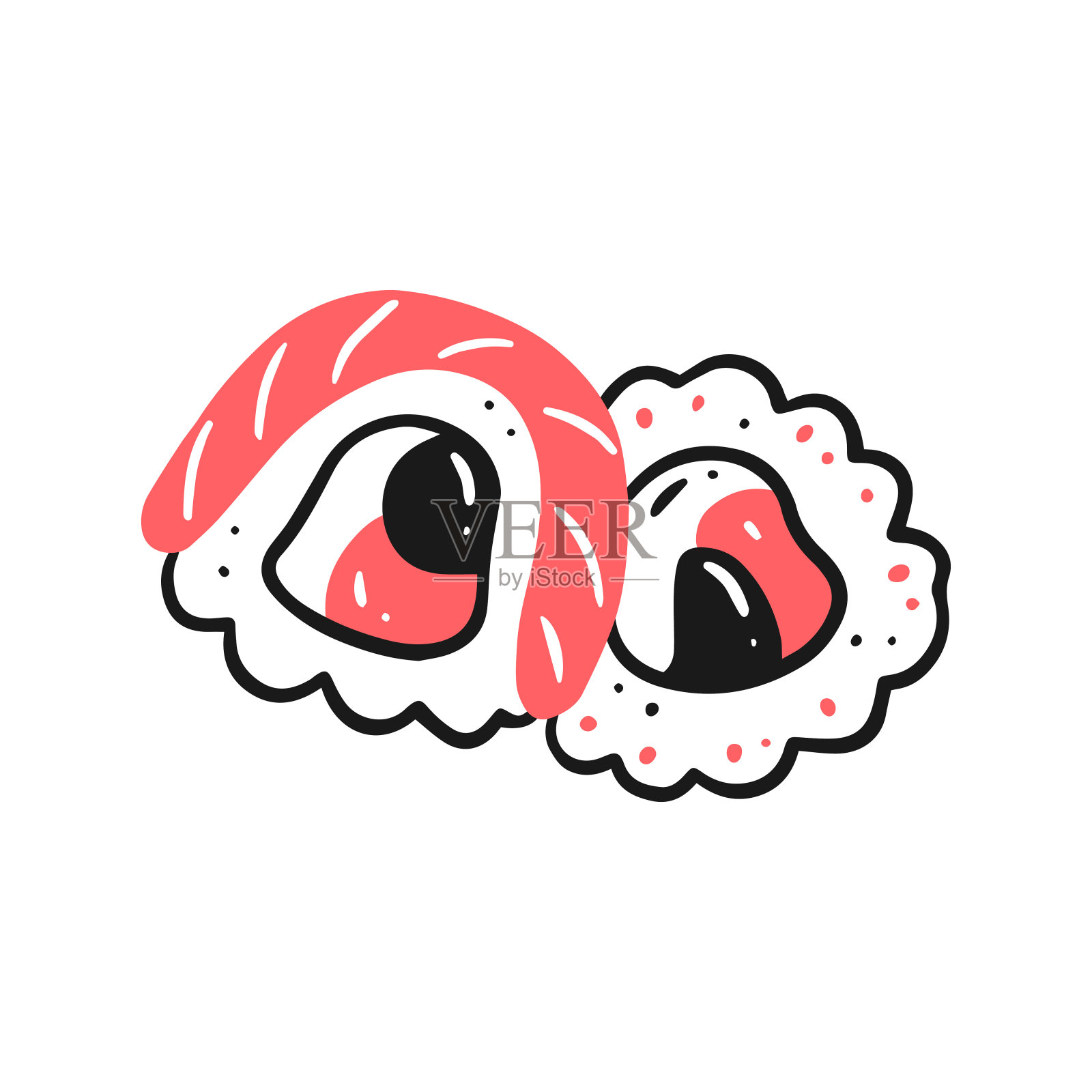 涂鸦风格的寿司卷。矢量孤立的日本食品插图。插画图片素材