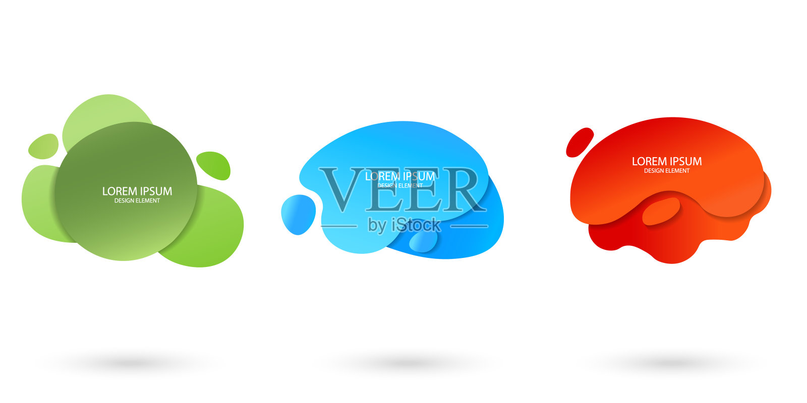 流体框架隔离在白色背景上。一组抽象的液体形状，彩色元素，梯度波与几何线，动态形式。矢量平面设计横幅，传单，名片插画图片素材