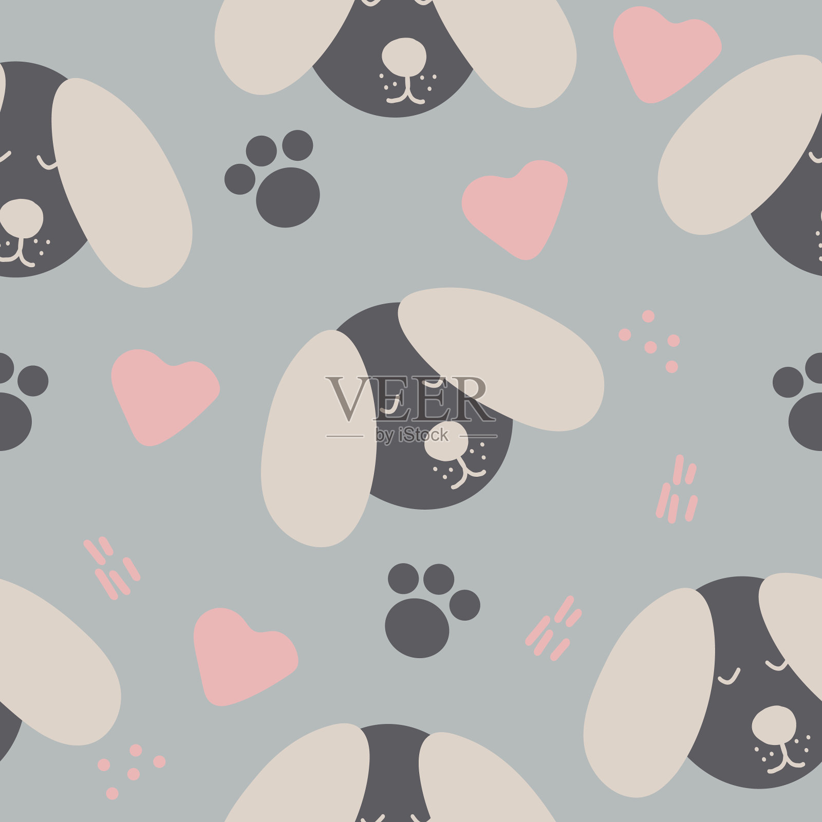 狗无缝图案手绘极简主义插画图片素材