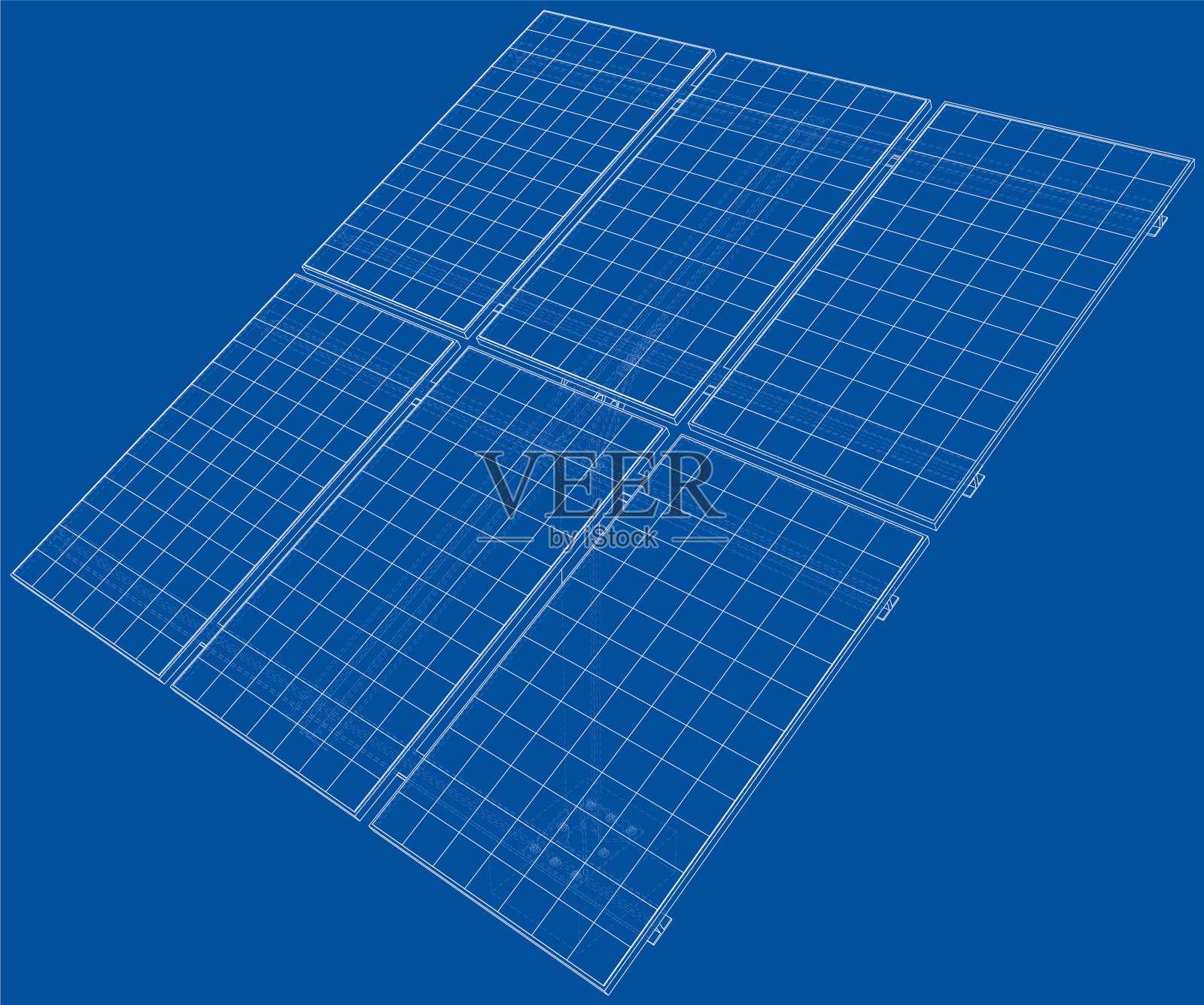 太阳能电池板的三维概念渲染插画图片素材