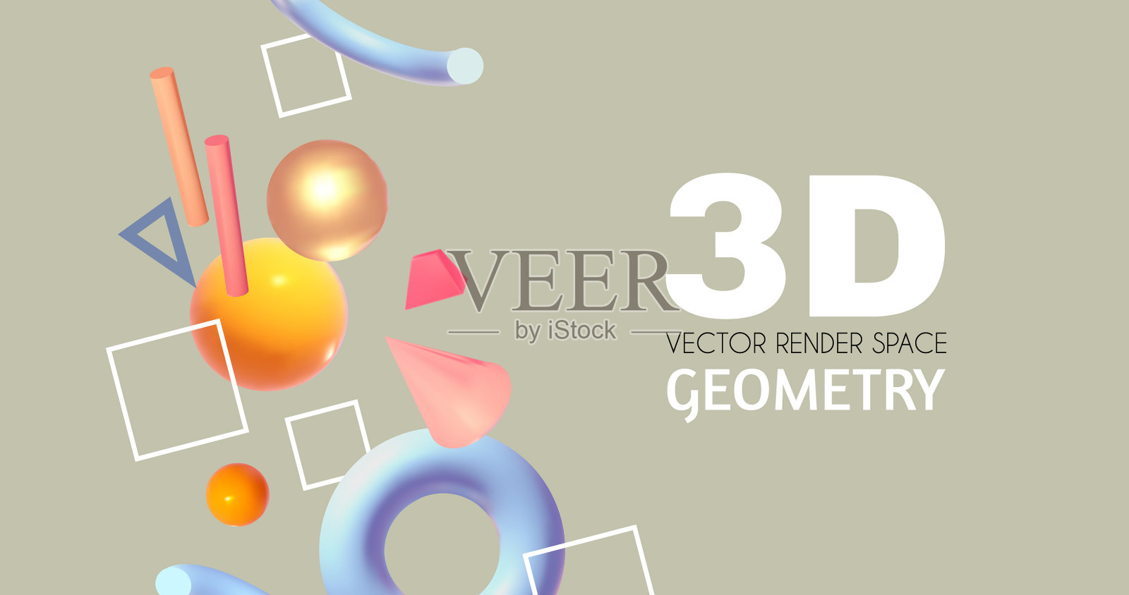 抽象三维几何渲染背景逼真插画图片素材