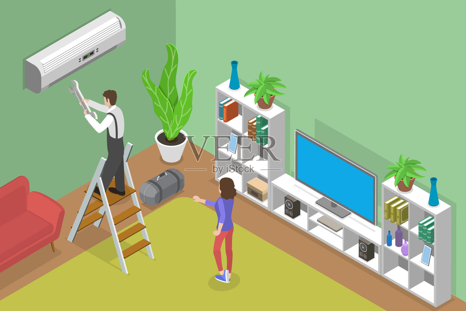 三维等距平面概念插画图片素材