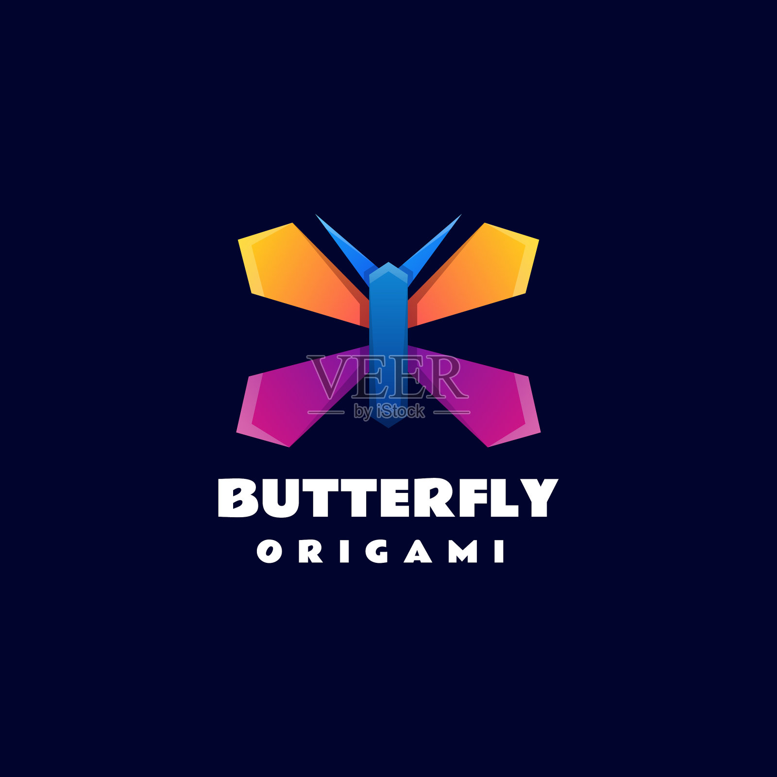 Logo蝴蝶折纸渐变彩色风格插画图片素材