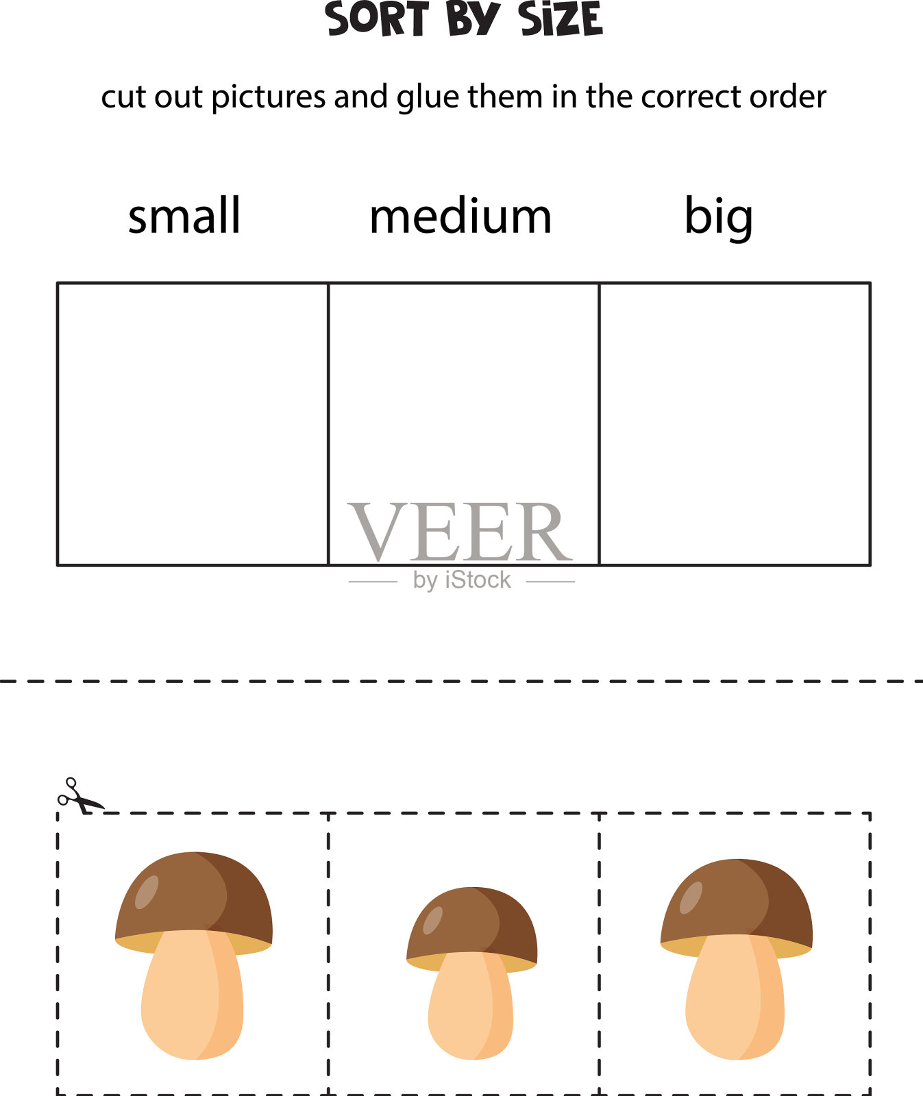 按大小排序图片教育工作表插画图片素材