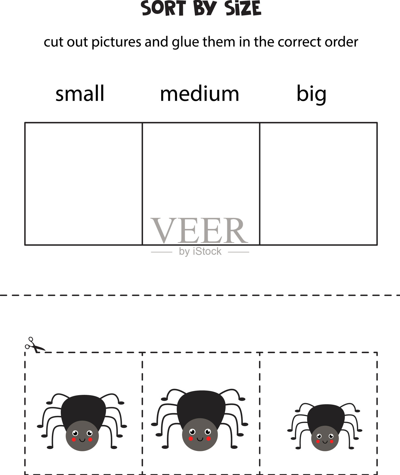 按大小排序图片教育工作表插画图片素材
