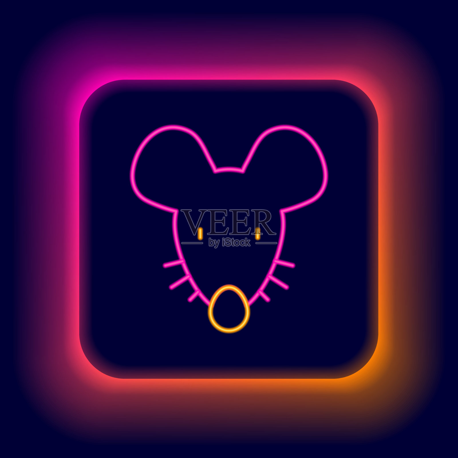 发光的霓虹灯线实验鼠标图标孤立插画图片素材