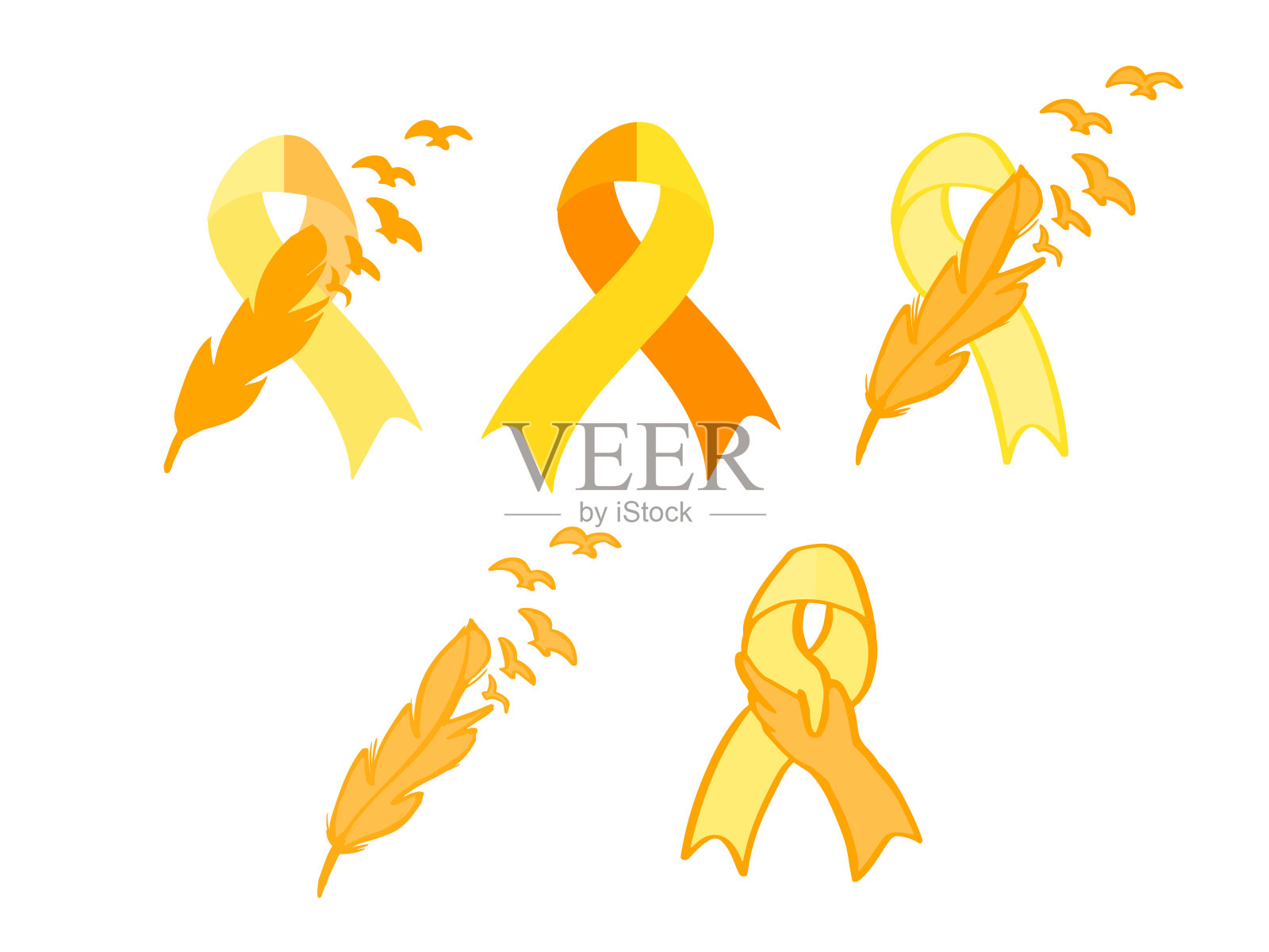 世界预防自杀日宣传和支持彩带以橙色和黄色为主色调插画图片素材