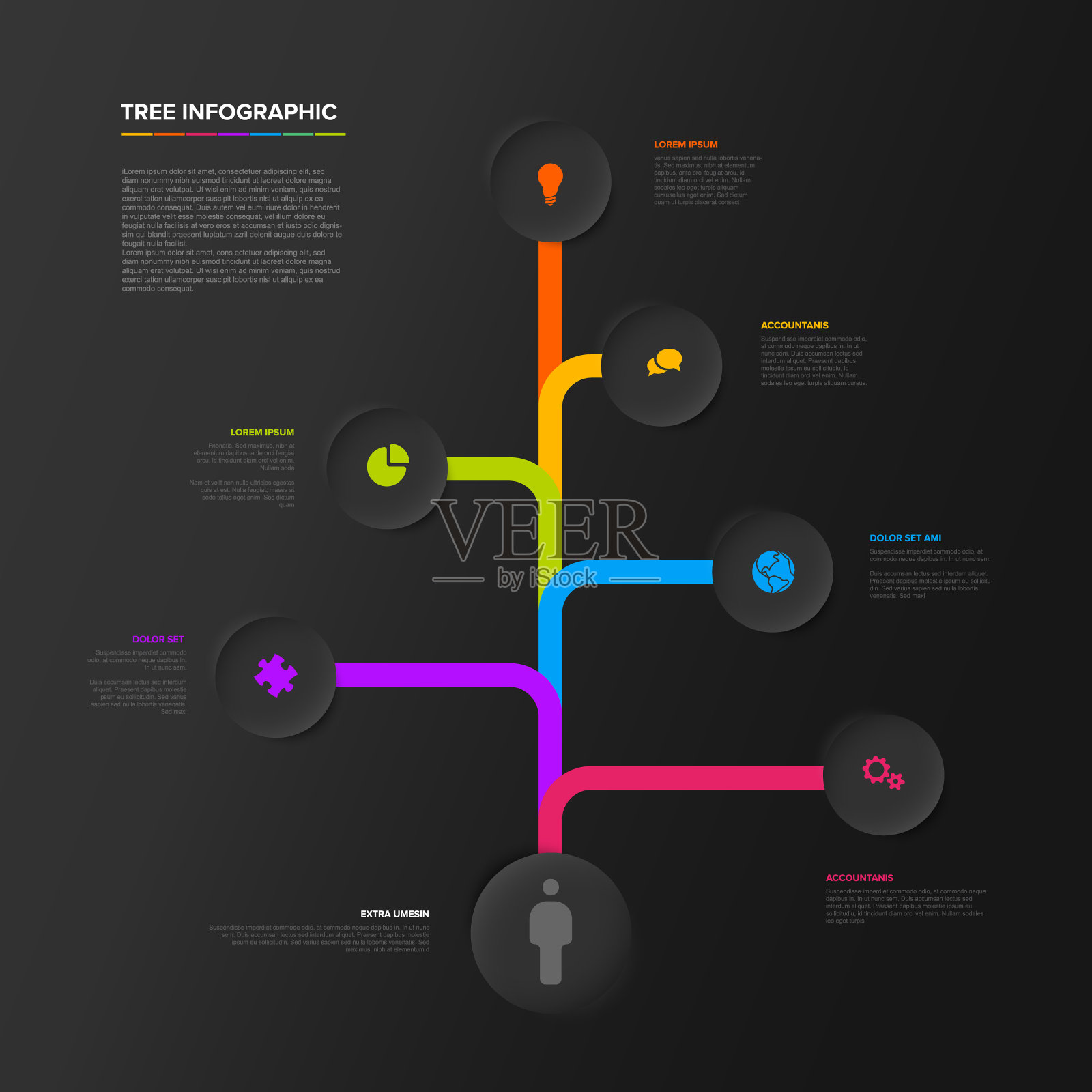 暗树信息图模板具有多种多样的选项设计模板素材