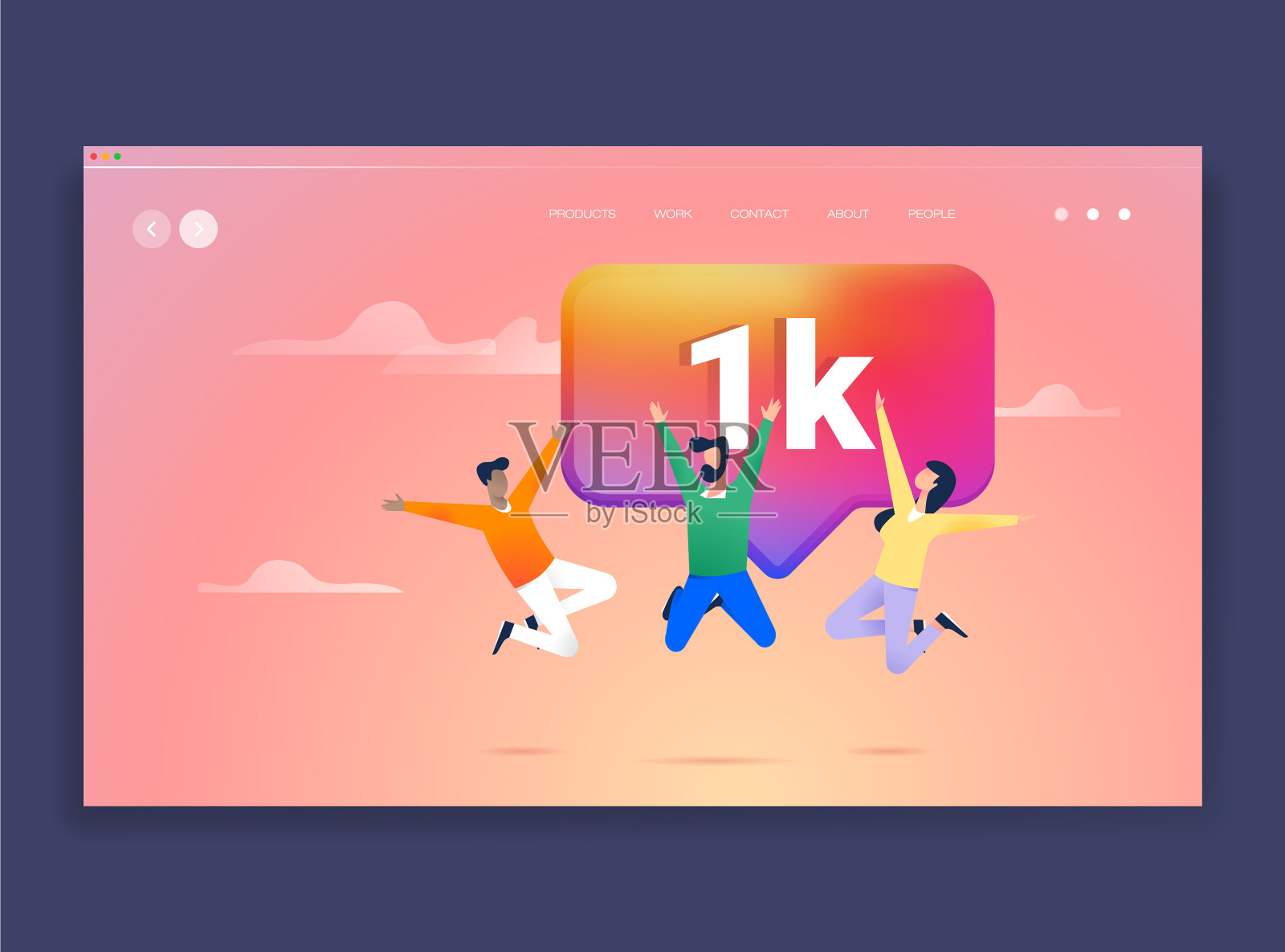 社交媒体概念群的人满意1k插画图片素材