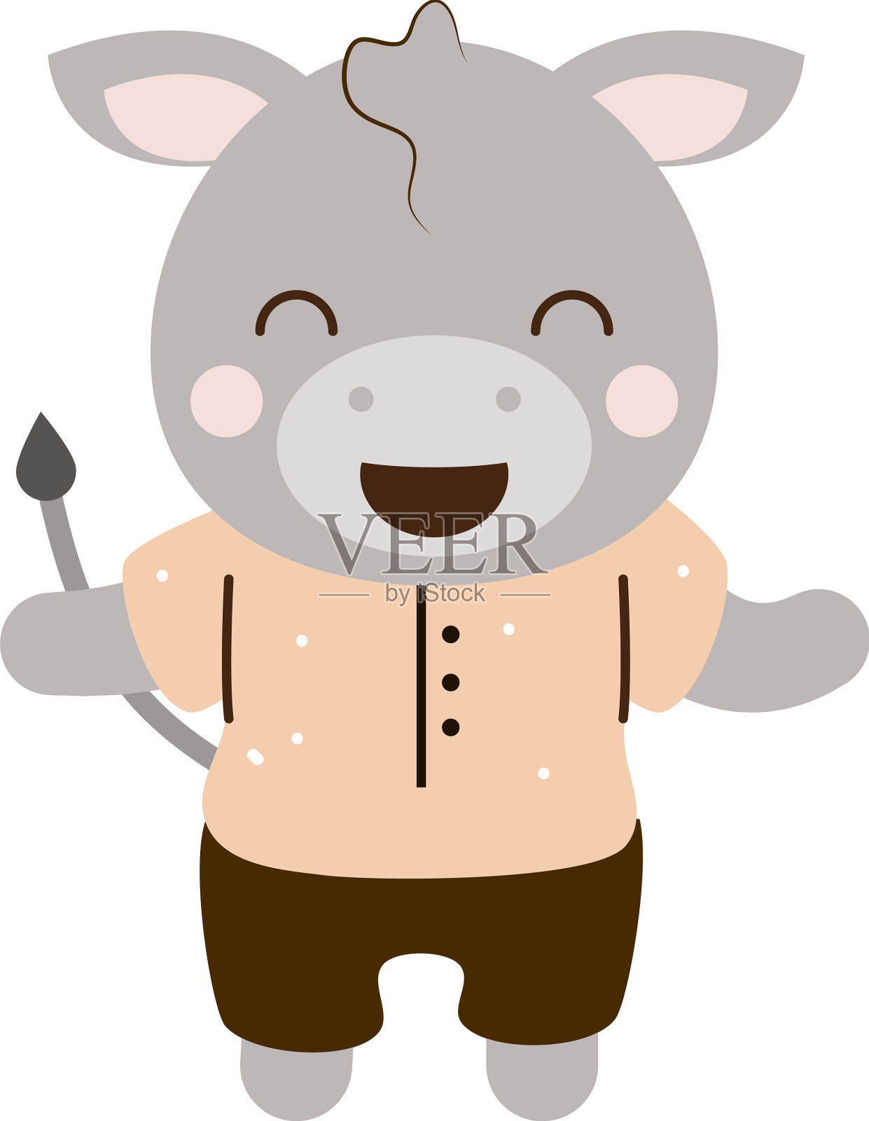 穿着衣服的可爱驴子设计元素图片