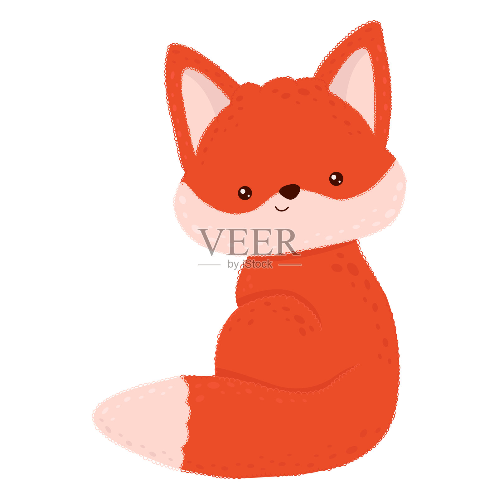 可爱的卡通狐狸。一个可爱的动物矢量插图。设计元素图片