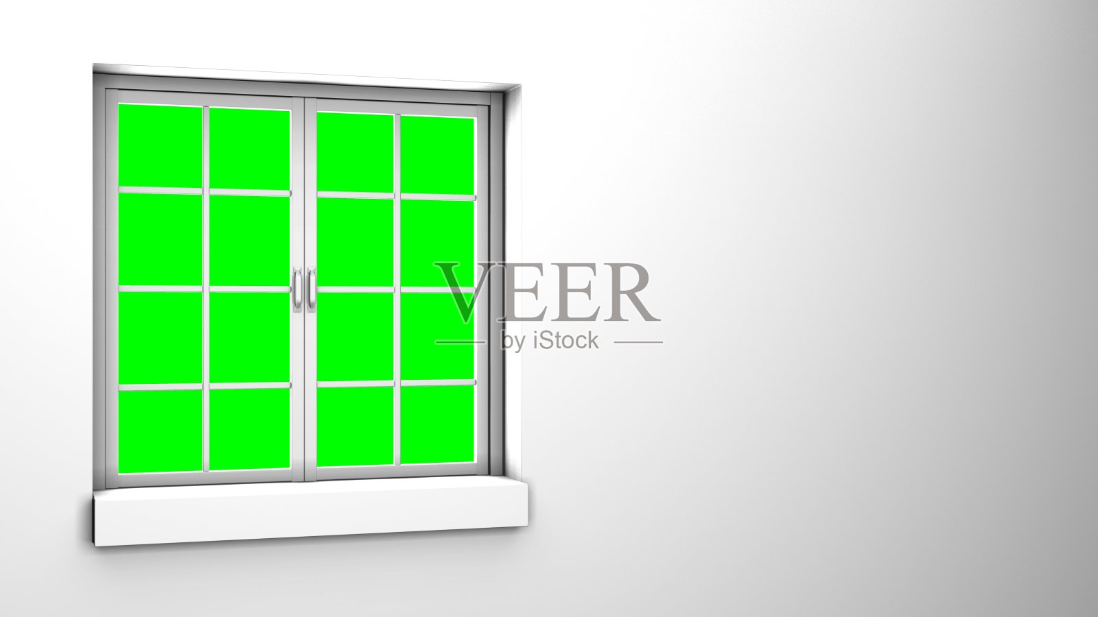 白色窗口与绿色色度键。照片摄影图片