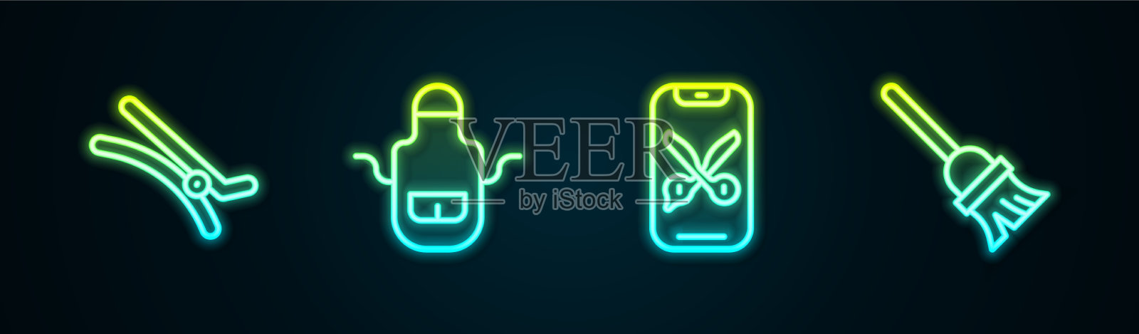 设线发夹理发围裙在线服务图标素材