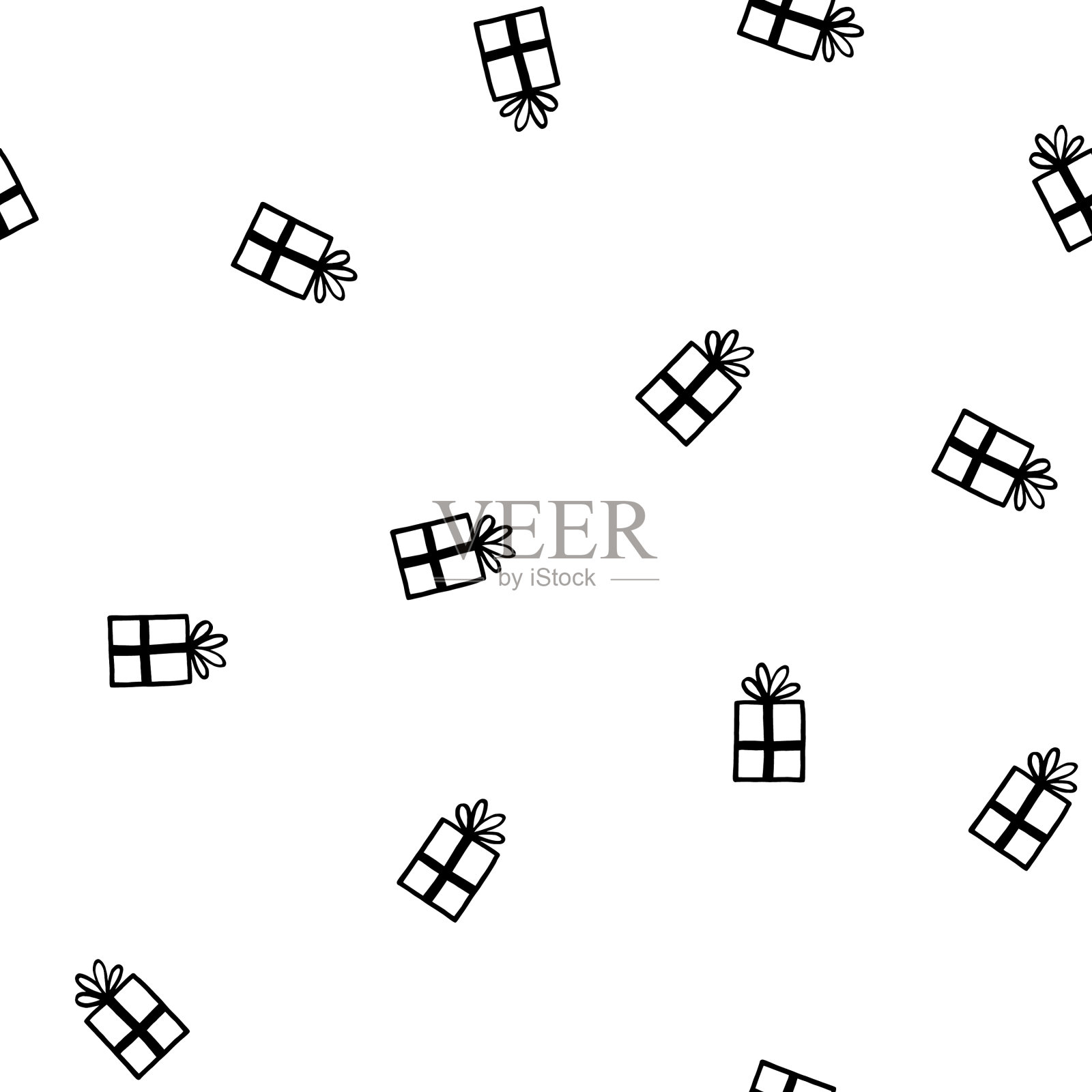 节日无缝图案与礼物在白色插画图片素材